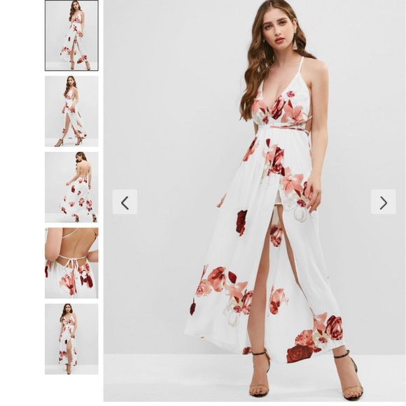 Overlap Criss Cross Floral Maxi Dress - Picture 2 of 7